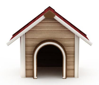 Doghouse with red roof