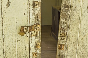 old wood door are broken lock