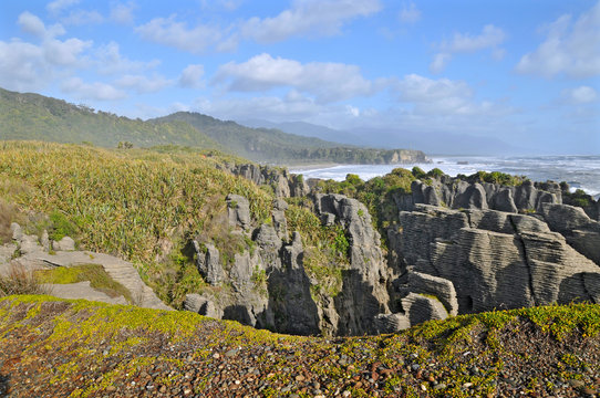 Pancake Rocks, Punakaiki, Southern Islands, New Zealand.