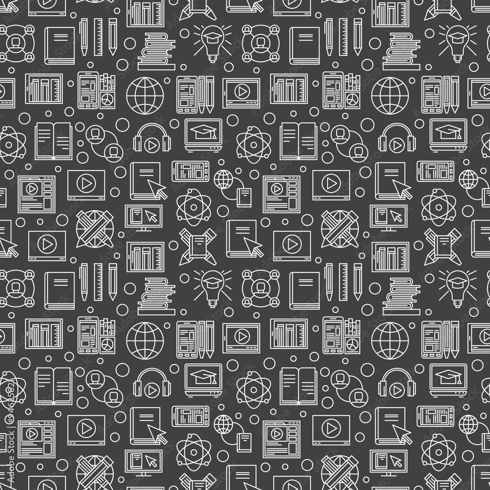 Poster dark e-learning seamless pattern