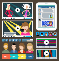 Set of multimedia icons. Videoplayer.