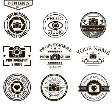 Vector set of photography logo templates. Photo studio logotypes and design elements