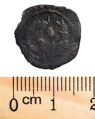 Copper coins of the Golden Horde. Number 6_2. Macro. Isolated