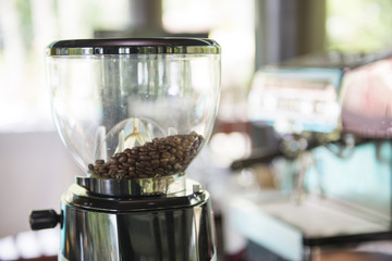 fresh coffee bean in coffee maker