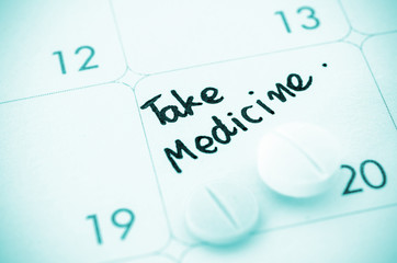 Reminder take medicine on calendar.