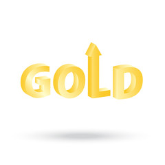 precious Gold value symbol with up arrow indicating increasing p