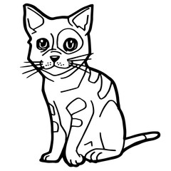 cartoon Cat Coloring Page for kid isolated on white 
