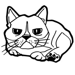 cartoon Cat Coloring Page for kid isolated on white 
