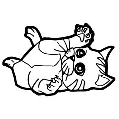 cartoon Cat Coloring Page for kid isolated on white 
