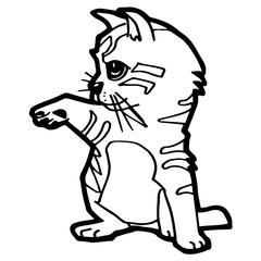 cartoon Cat Coloring Page for kid isolated on white 
