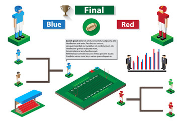 Fototapeta na wymiar American football match infographic road to final round