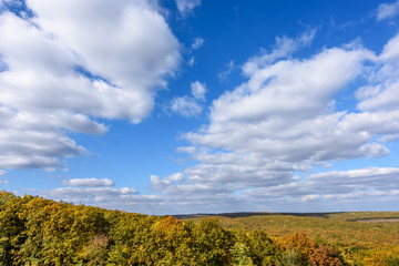 Obraz premium Rural landscape in the autumn with blue sky