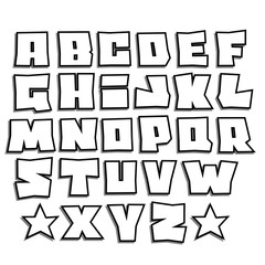 readable graffiti fonts alphabet with shadow on white