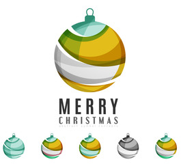 Set of abstract Christmas ball icons, business logo concepts, clean modern geometric design