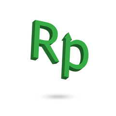Asian currency symbol strengthened concept design:Indonesia Rupi