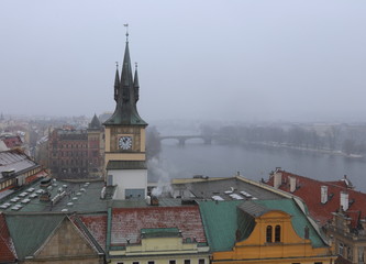 Obraz premium Romantic Snowy Prague, Czech Republic