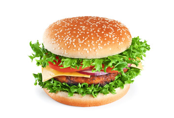 Hamburger isolated on white background.