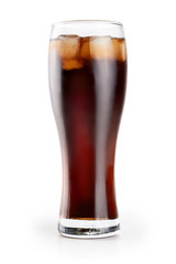 Glass of cola isolated on white background.