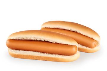 Hot dogs isolated on white background.