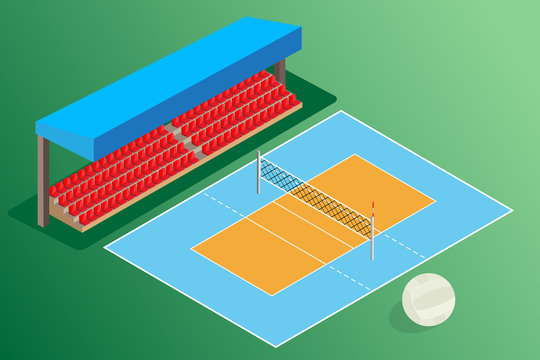 volleyball ground outdoor stadium with ball