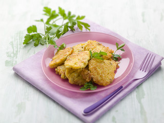 rice croquette with parsley, selective focus
