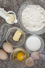 preparation waffles. All ingredients needed for waffles.