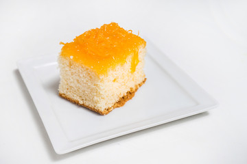 orange cake topping with sweet syrup
