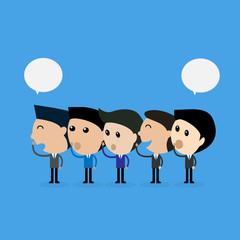 businessman whisper some message to others  communication concep