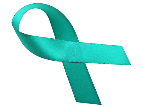 Teal ribbon on a white background