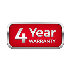 Red 4 year warranty button in silver frame