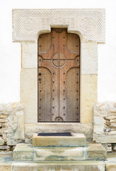 Door at Gura Humorului Monastery in Romania, close up