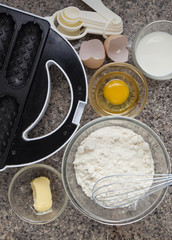 preparation waffles. All ingredients needed for waffles.