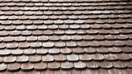Traditional wooden roof tile of old house