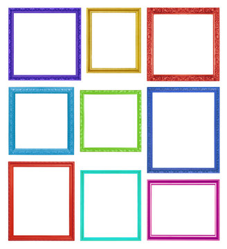 The colorful frames on the white background