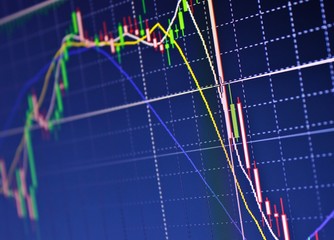 Stock exchange chart graph. Finance business background. Abstract stock market diagram candle bars trade.
