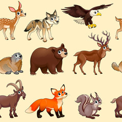 Cartoon mountain animals pattern
