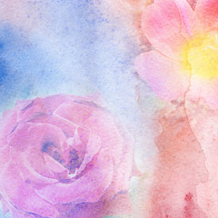 watercolor and flowers abstract background