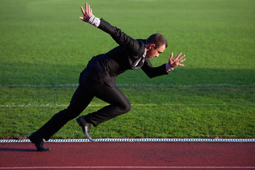 business man ready to sprint