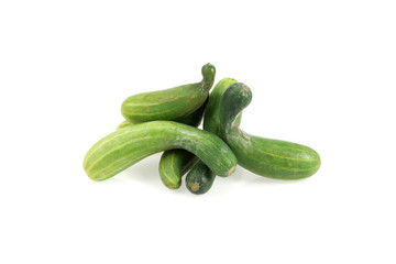 Imperfect cucumbers Isolated on a white background.