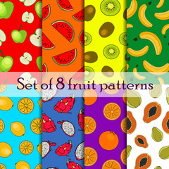 Set of seamless fruit and berry pattern