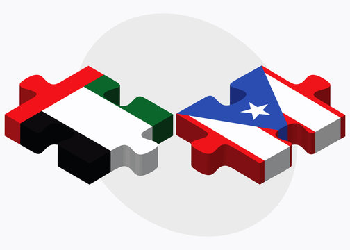 United Arab Emirates and Puerto Rico Flags