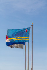 Flag of Aruba on Flagpole