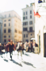  Blurred crowd of walking people in Rome, Italy
