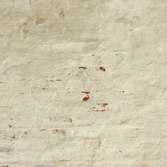 Retro Cream Color Brick Wall With Dingy Whitewashed Plaster Text