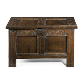 beautiful old antique coffer trunk chest carved in oak