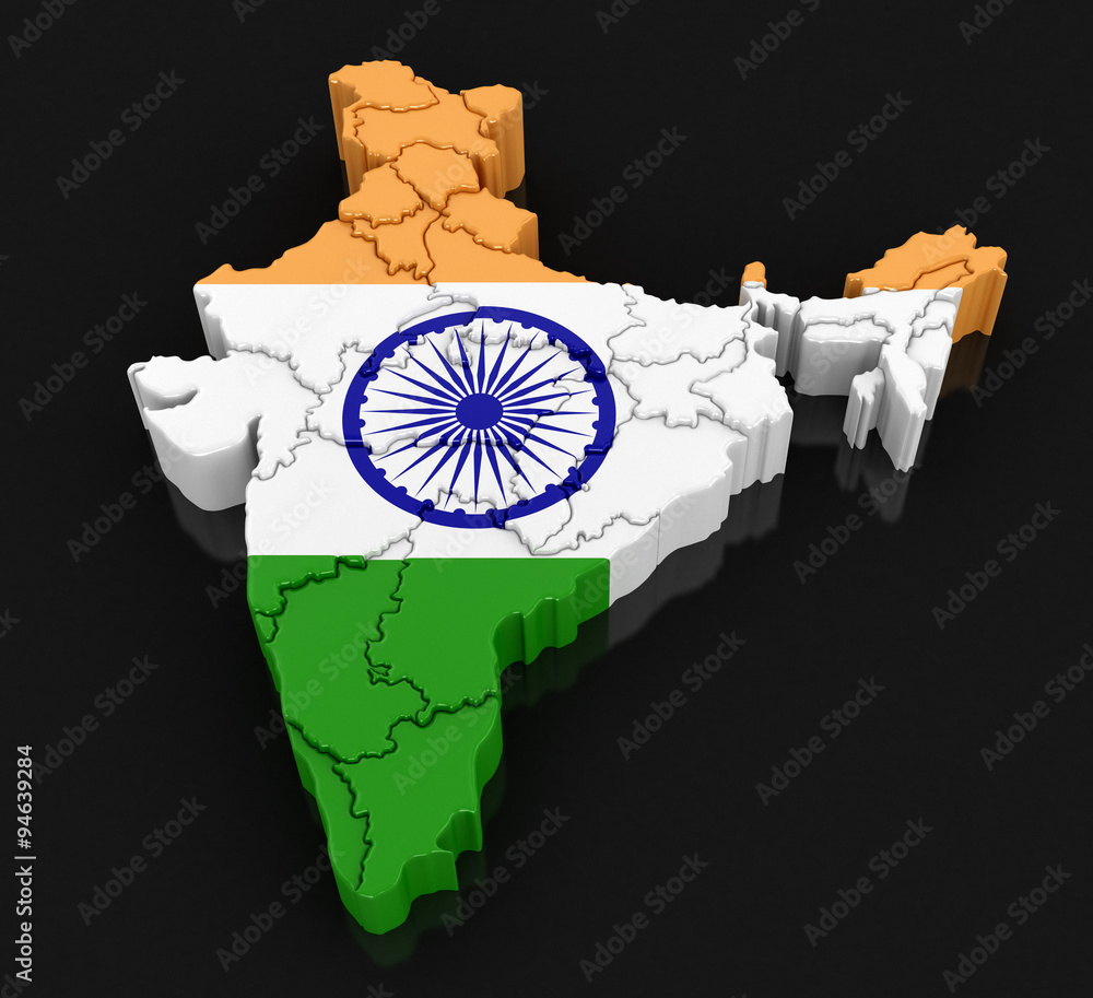 Poster map of india. image with clipping path.