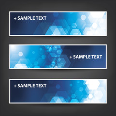 Fototapeta premium Set of Horizontal Banner / Cover Background Designs - Colors: Blue, White - Party, Christmas, New Year or Other Holiday Ad Banner Templates
