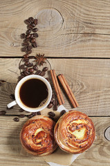 Sweet buns and cup of coffee