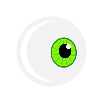 Halloween eyeball vector symbol. Green pupil eye illustration isolated on white background.