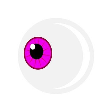 Halloween eyeball vector symbol. Purple pupil eye illustration isolated on white background.